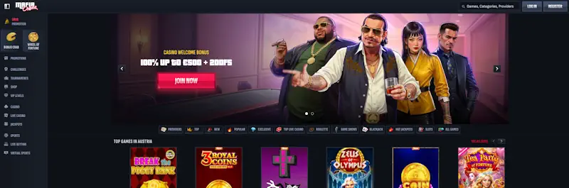 Mafia Casino – Casino Sin Restricciones con Programa VIP y Cashback